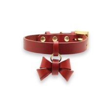 画像2: 【Red Collection】 レザーFURICO RIBBON 首輪【レザーオーダー】 (2)