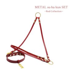 画像1: 【Red Collection】METAL su-ha kun 首輪・リードセット 【レザーオーダー】 (1)